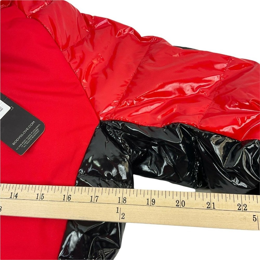 Body Glove Coat Womens Sz XS Down Puffer Parka Red Black Wet Look Msrp $350 Nwt - Picture 10 of 12